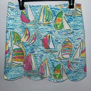 Lily Pulitzer SZ 6 Colorful Sailboat Print Skirt